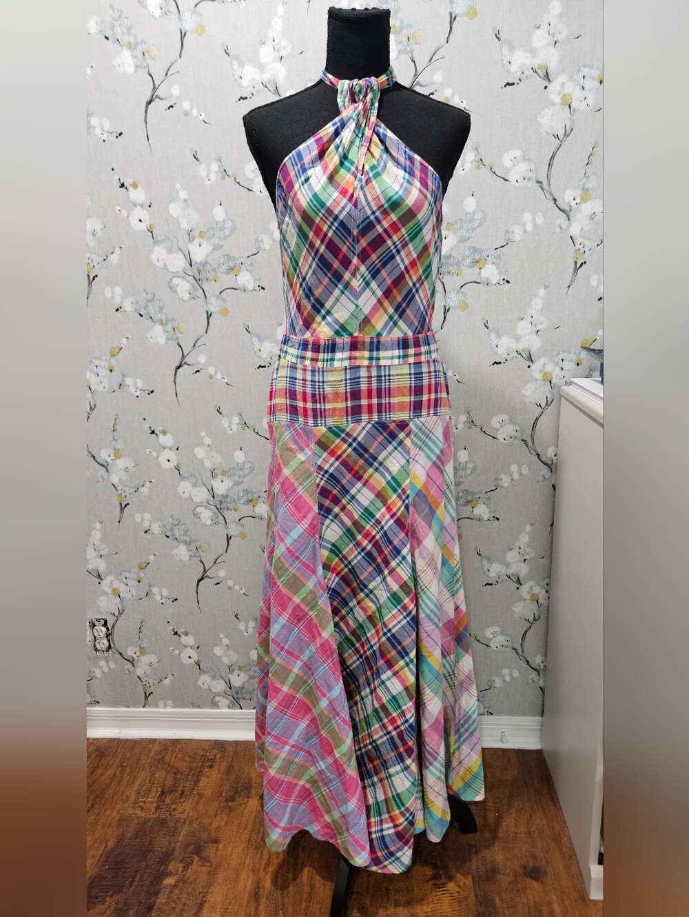HTF AMAZING Polo Ralph Lauren Multi Madras Maxi Dress Size 8-Rare - Picture 4 of 11